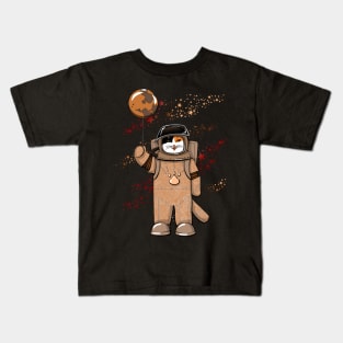 Astronaut cat Mars Kids T-Shirt